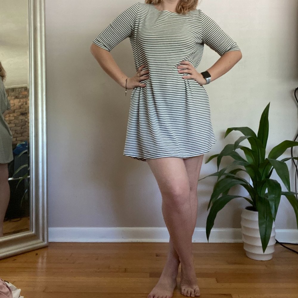 Knot Sisters Black & White Striped Dress